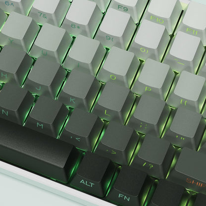 XVX Shine through Gradient Seaweed Green Keycaps - Side Print, Double Shot PBT, 136 Keys, OEM Profile for Cherry Gateron MX Switches