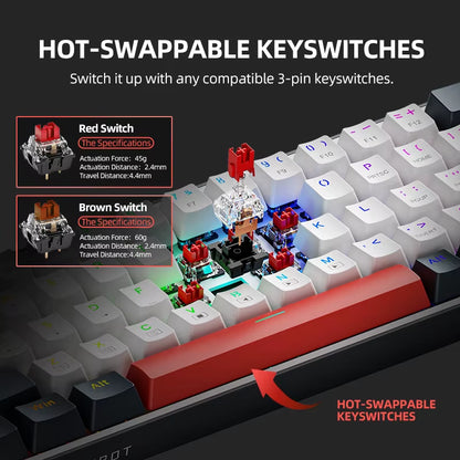 Thunderobot K63 60% Mechanical Gaming Keyboard Hot Swappable RGB Wired 63 Keys PBT NKRO USB-C for PC Gamer