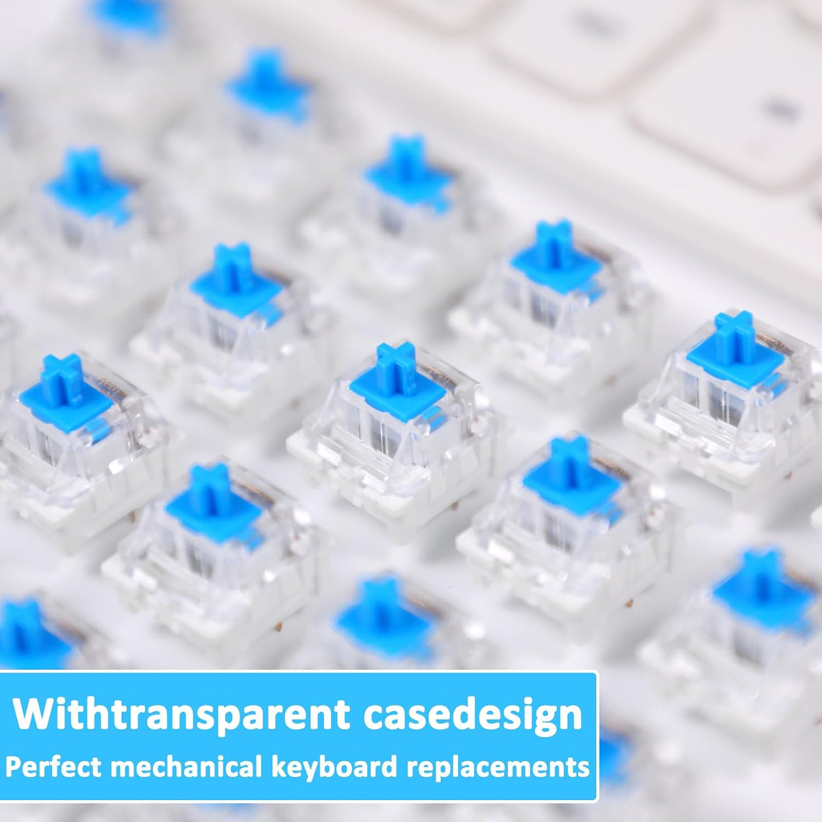 12 Pieces Blue Mechanical Keyboard Switches, 3 Pin Pre-Lubricated Clicky Key Switches, Dustproof and Waterproof Keyboard Accessories for Mechanical Gaming Keyboard