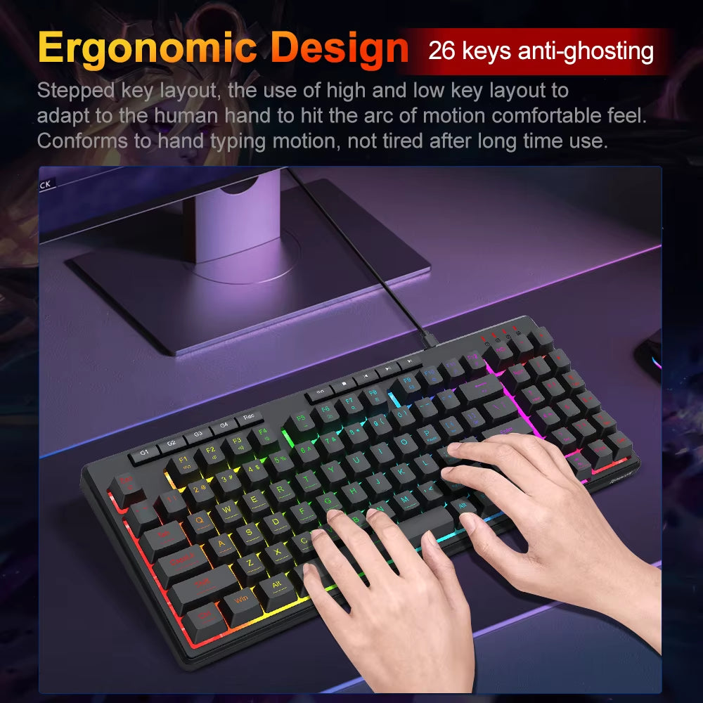 SHIVA K517 RGB USB RGB Wired Membrane Gaming Keyboard 94 Key for PC Computer Laptop Gamer Detachable Cable