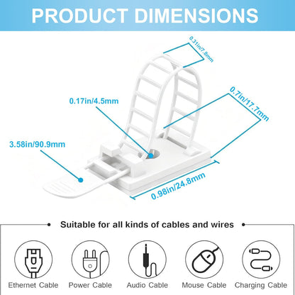 80 Pack White Cable Clips,Self Adhesive Cable Management Ties