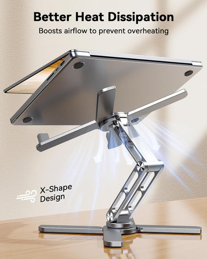 Laptop Stand for Desk, 360° Rotating Laptop Riser, Silver
