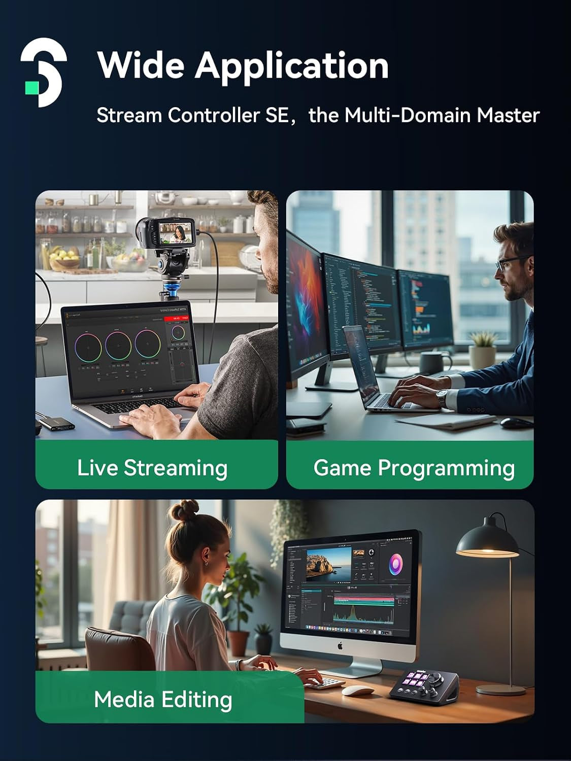 Stream Controller Studio Deck 6 Macro Keys, 4 Dials, 3 Buttons