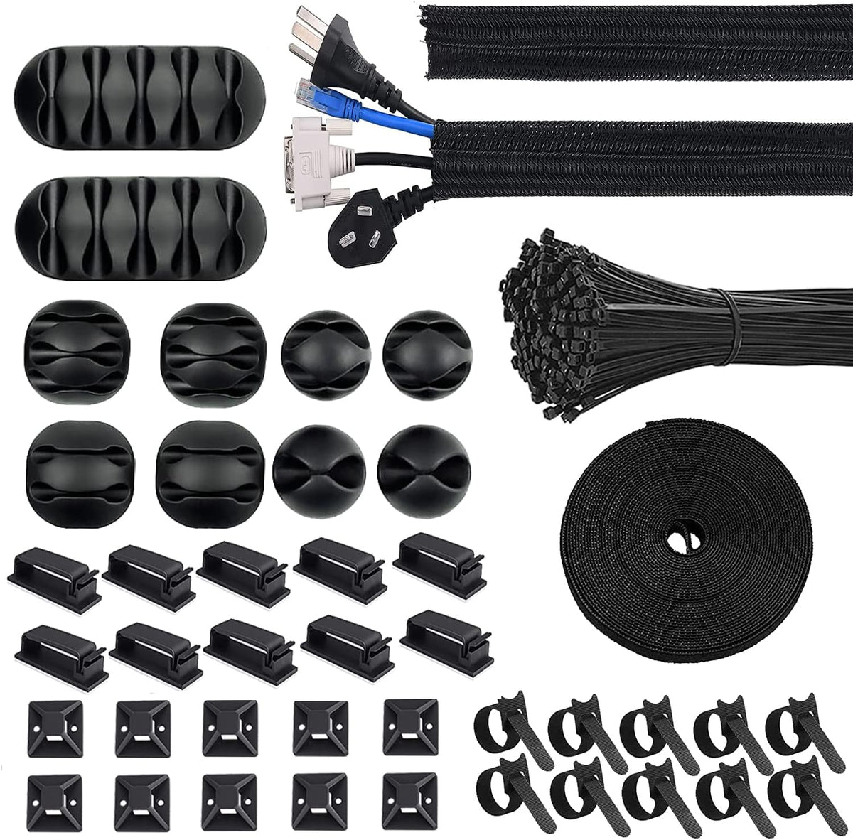 Cable Management, 142Pcs Cable Tidy Organiser for Home Office under Desk