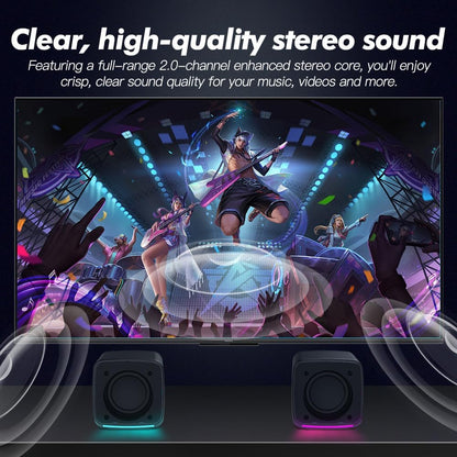 PC Speakers, USB Powered Speaker Set, Jack AUX 3.5Mm,Portable Mini Speaker for Laptop Smartphones MAC, Colorful RGB Lights