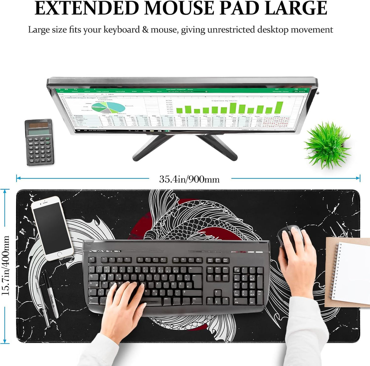 Gaming Mouse Pad Anime Large Desk Mat, XXL Mouse Mat (900X400Mm)